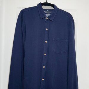 Tailor Vintage Men's Navy Blue Button-Down Shirt - Size XL